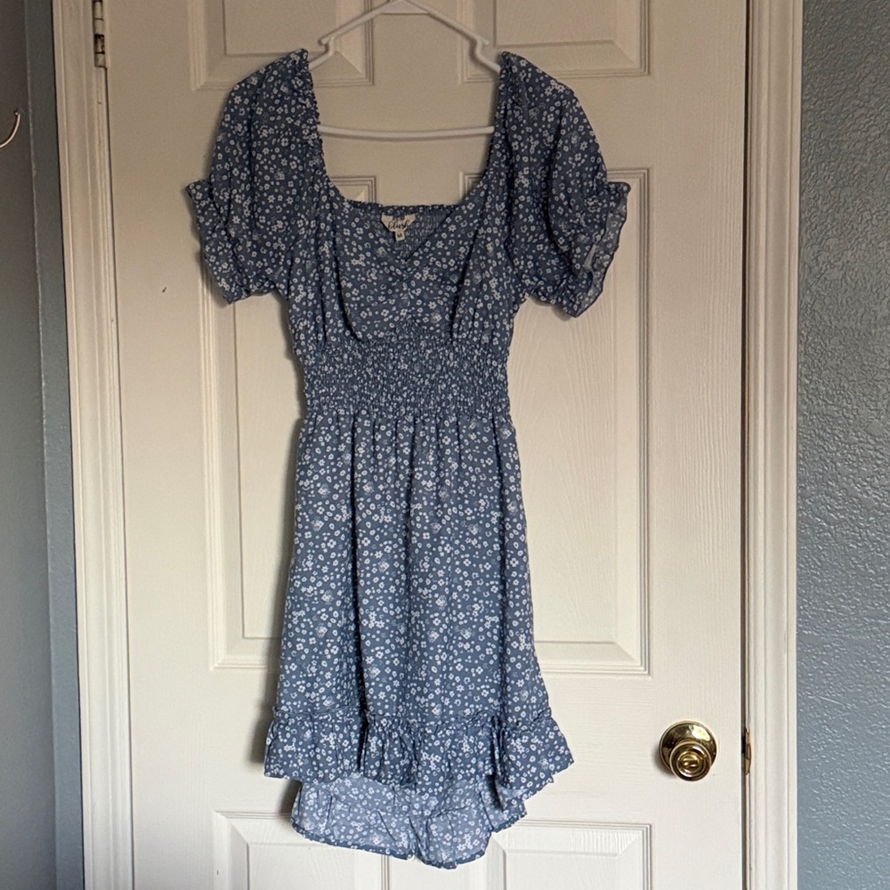 Blush Blue Floral Smocked Dress